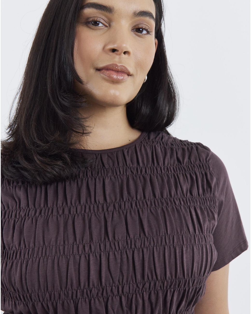 Simply Be Blue Shirred Peplum Top