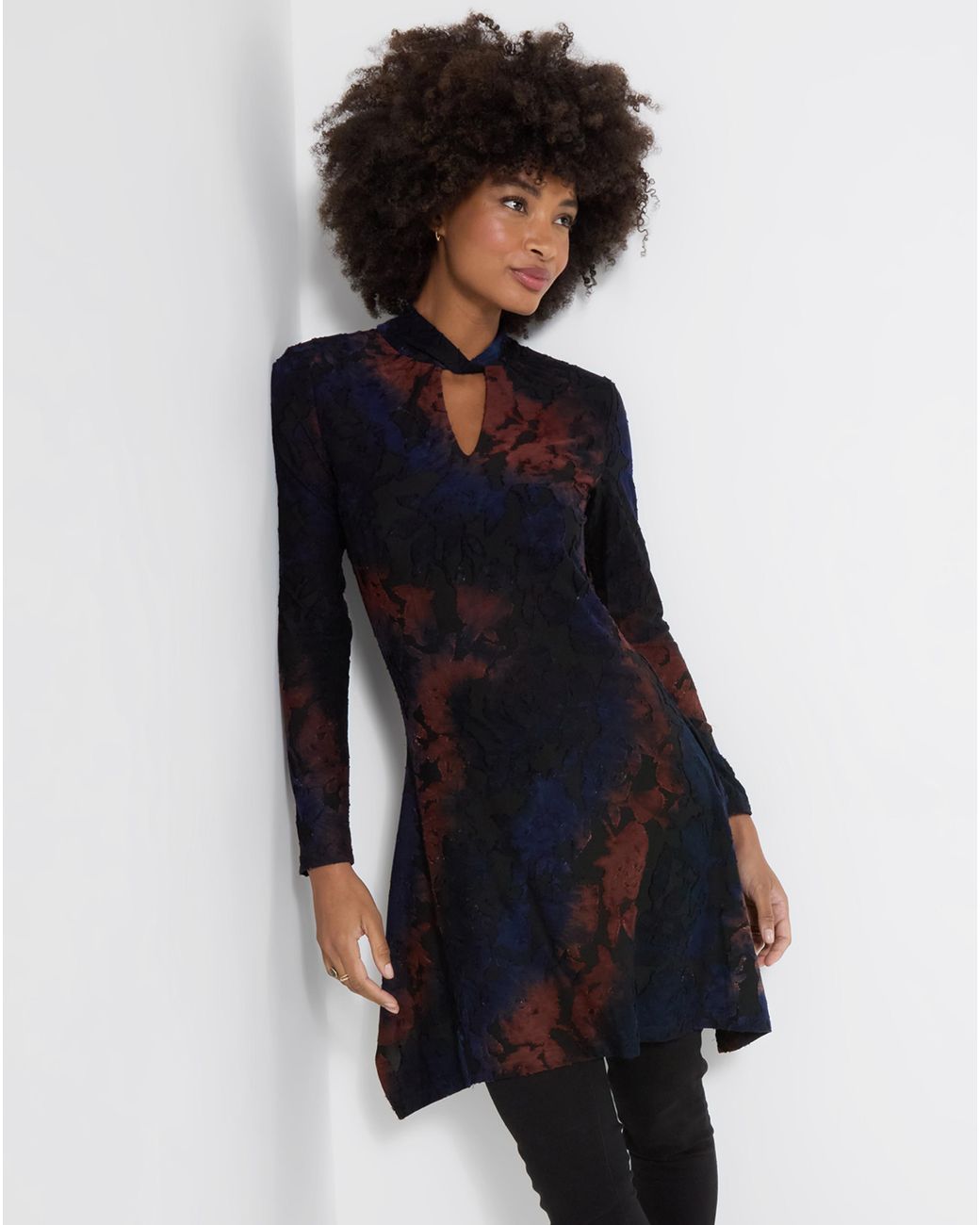 Joe Browns Blue High Neck Floral Tunic Top