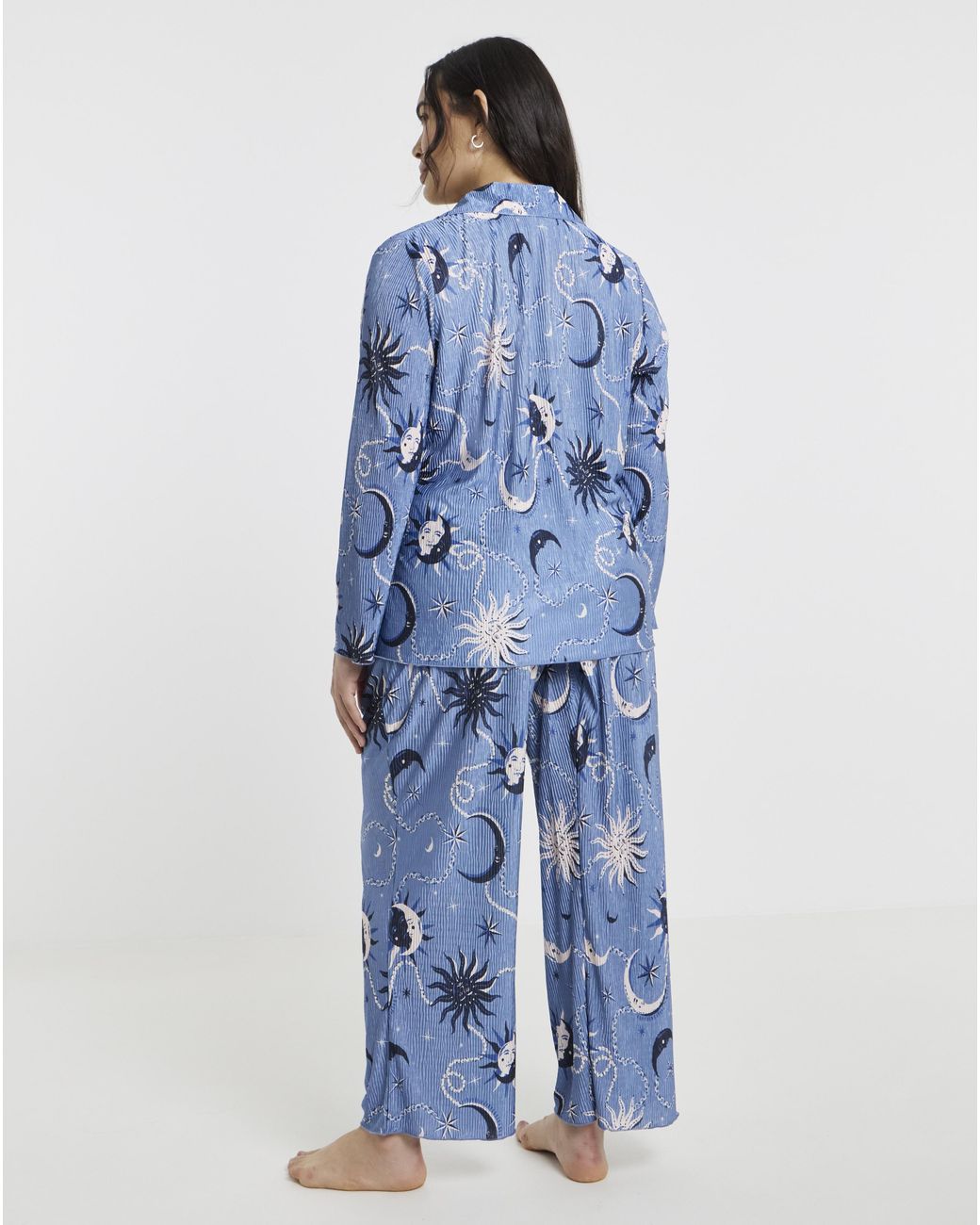 Pretty Secrets Blue Celestial Button Plisse Pyjama Set