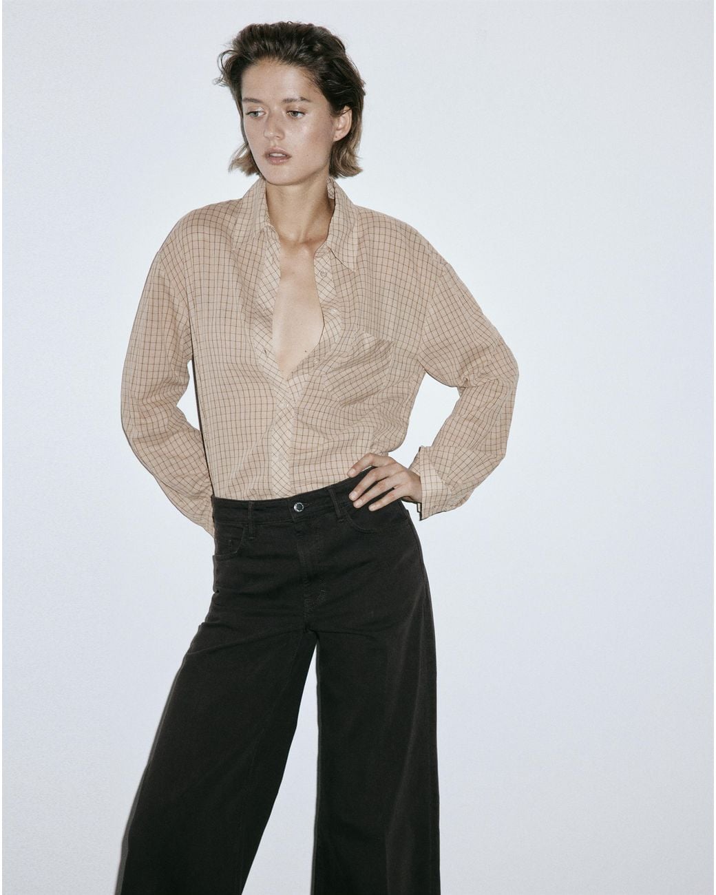 Mango White Elise Wide Leg Jean