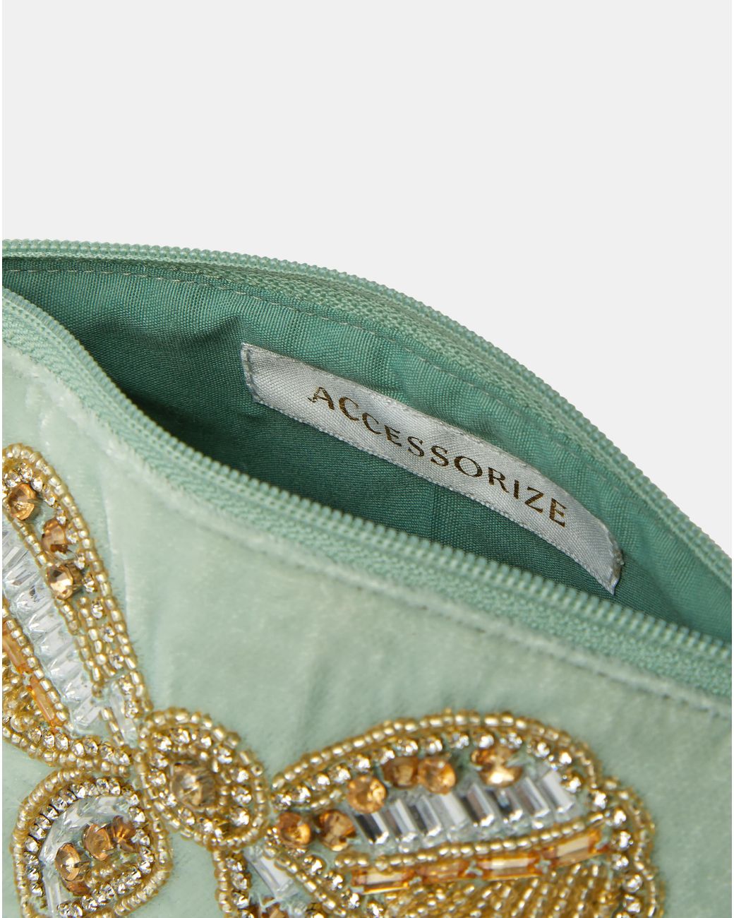 Accessorize Green Bow Velvet Coin Purse