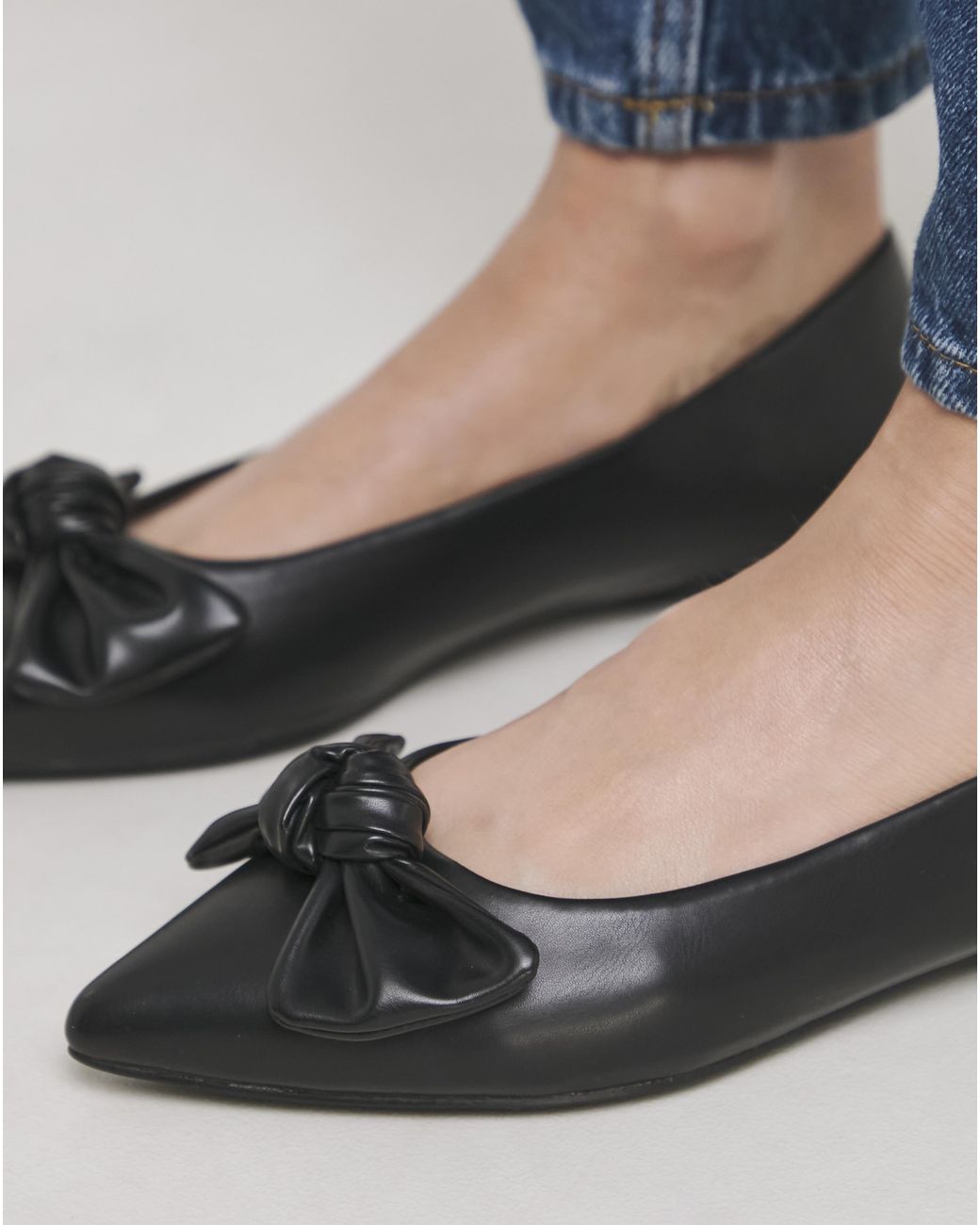 Simply Be Blue Pointed Toe Flat Show With Bow Ex Wide