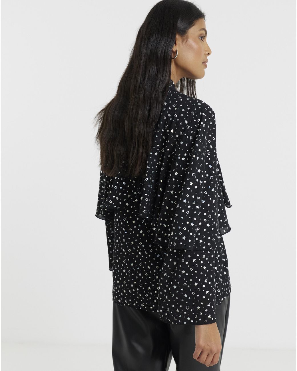Twisted Wunder Black Chiffon Foil Blouse