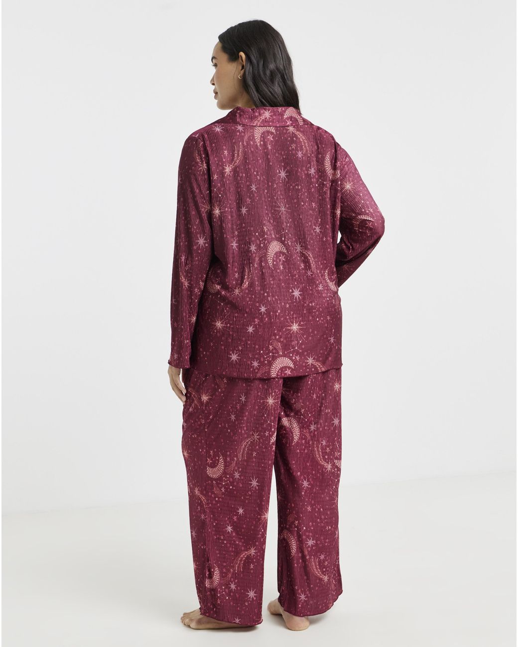Figleaves Red Celestial Plisse Button Pj Set