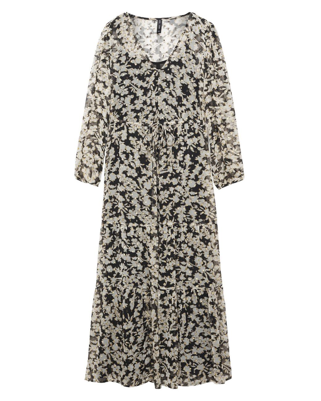 Mango White Floral Print Midi Dress