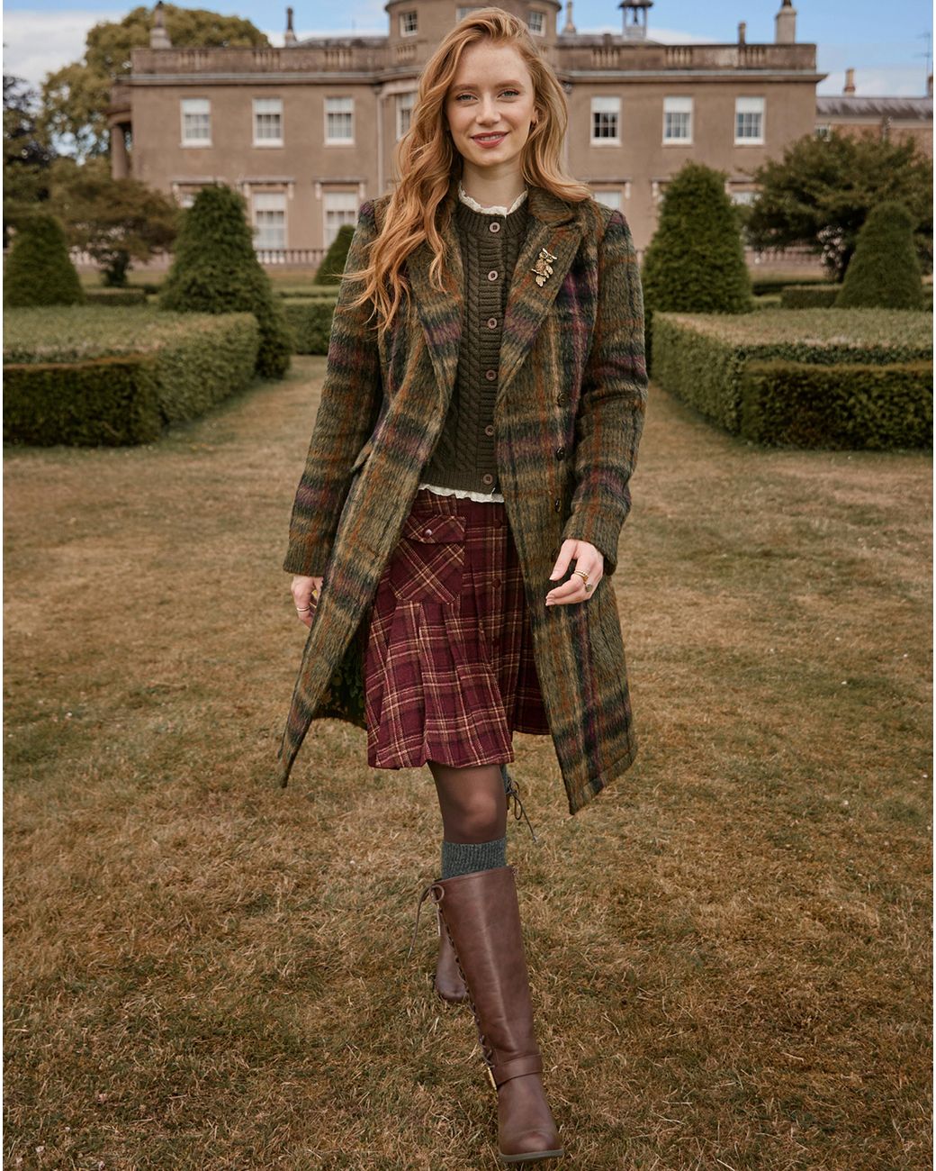 Joe Browns Brown Tessa Asymmetric Check Coat