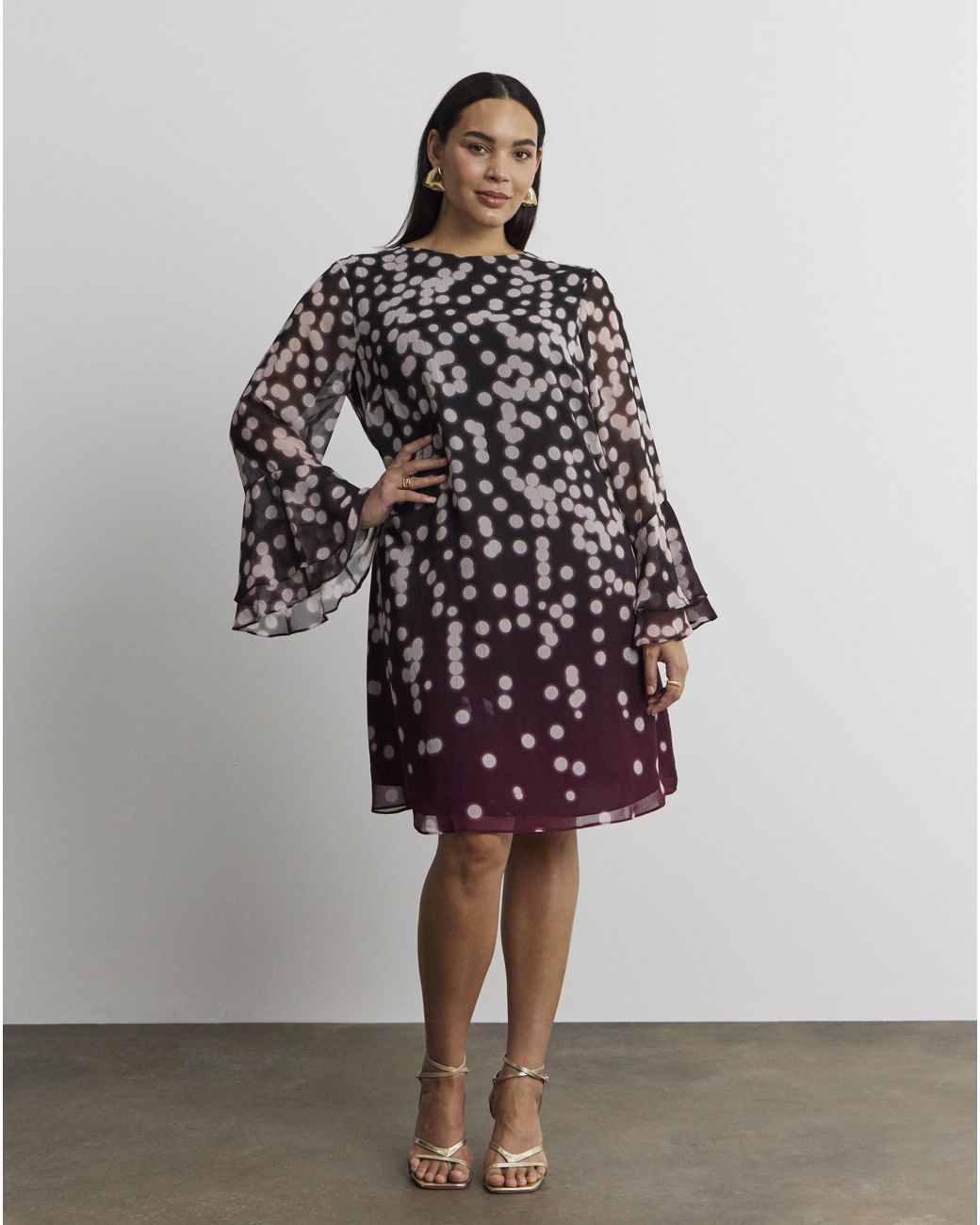 Joanna Hope Brown Chiffon Shift Dress