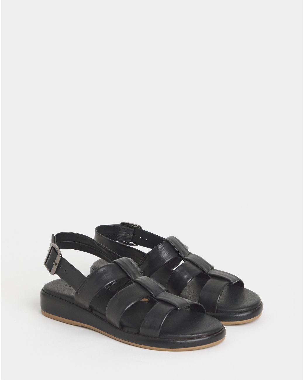 Heavenly Soles Black Tubular Fisherman Sandal Wide