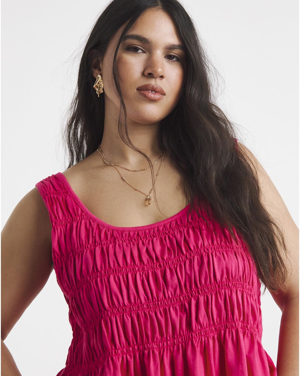 Simply Be Pink Shirred Peplum Vest