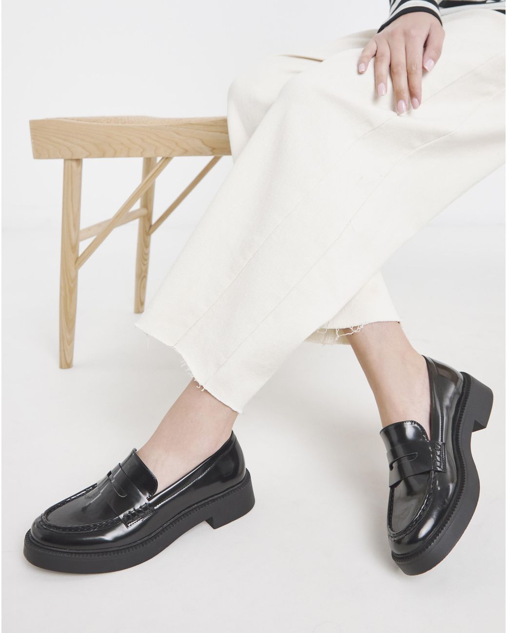 Simply Be White Whip Stich Loafer Extra Wide