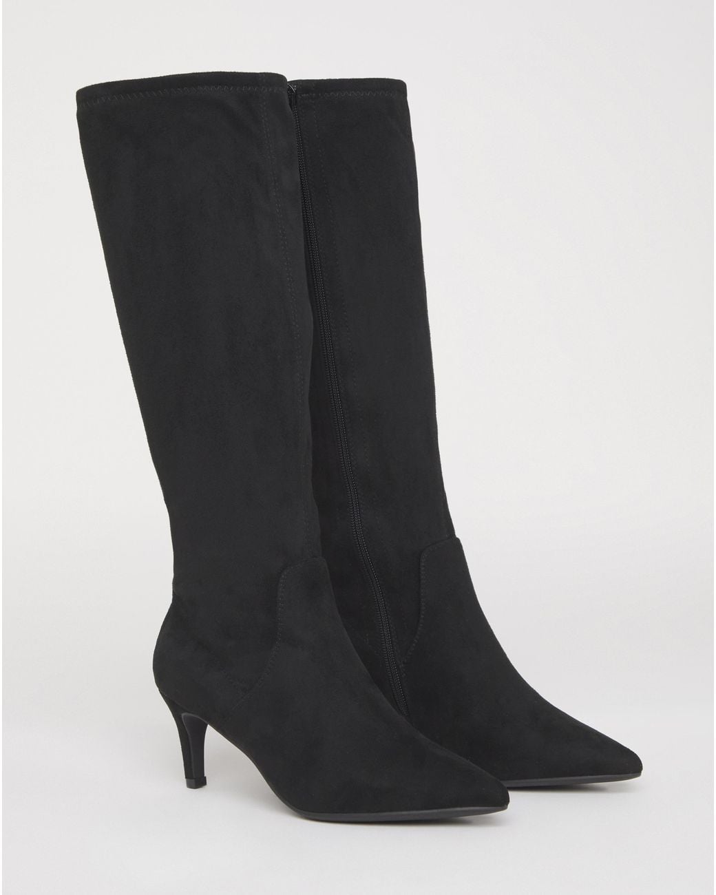 JD Williams White Kitten Heel Knee High Sock Boot E C