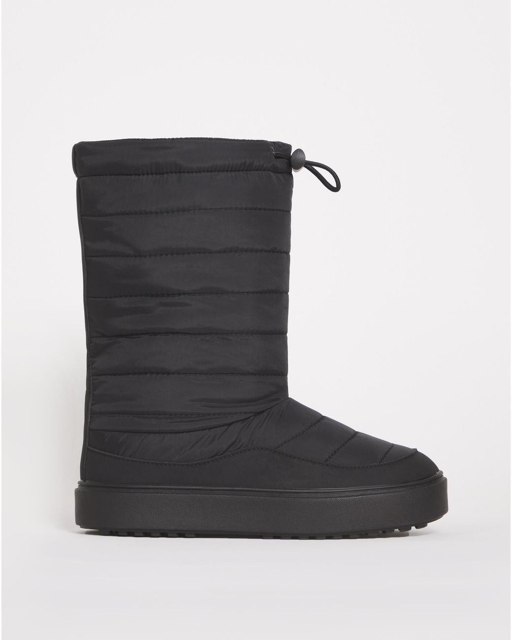 Simply Be Black Quilted Nylon Snow Boots Ex Wide