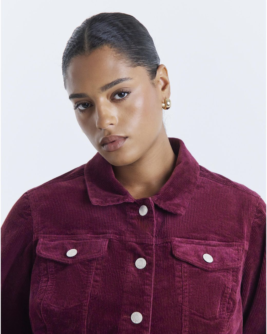 Simply Be Purple Faux Fur Collar Cord Jacket