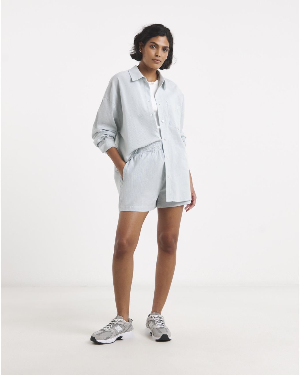 Gym King White Poplin Stripe Shorts