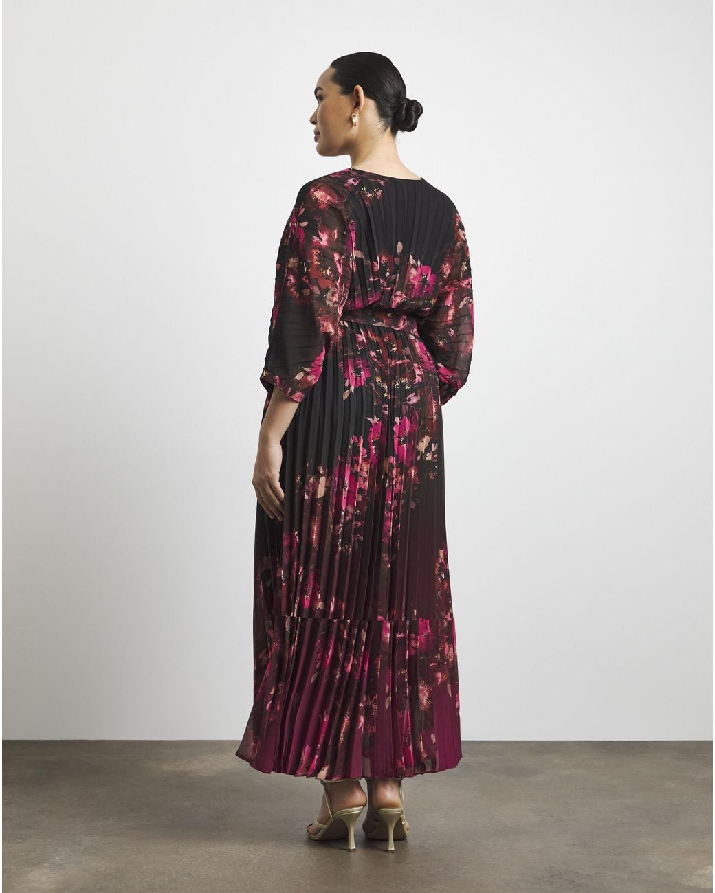 Joanna Hope Red Printed Pleat Maxi Dress