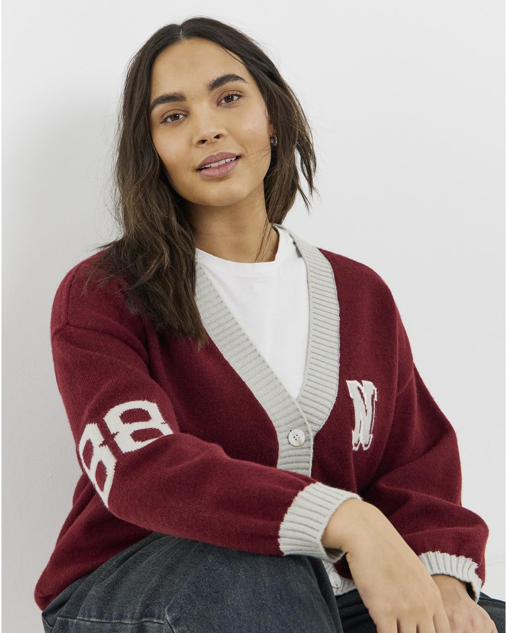 Native Youth Red Knitted Cardigan
