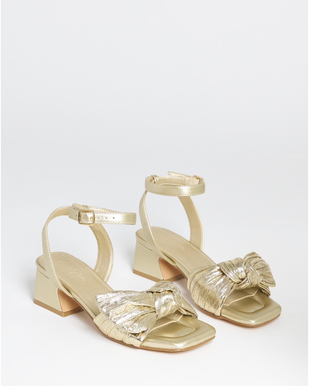 Simply Be Blue Side Bow Heels Wide Fit