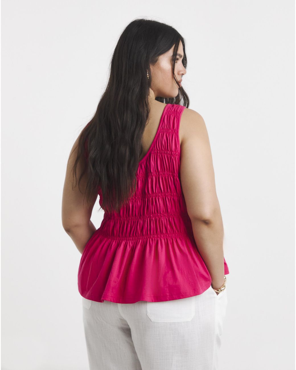 Simply Be Pink Shirred Peplum Vest