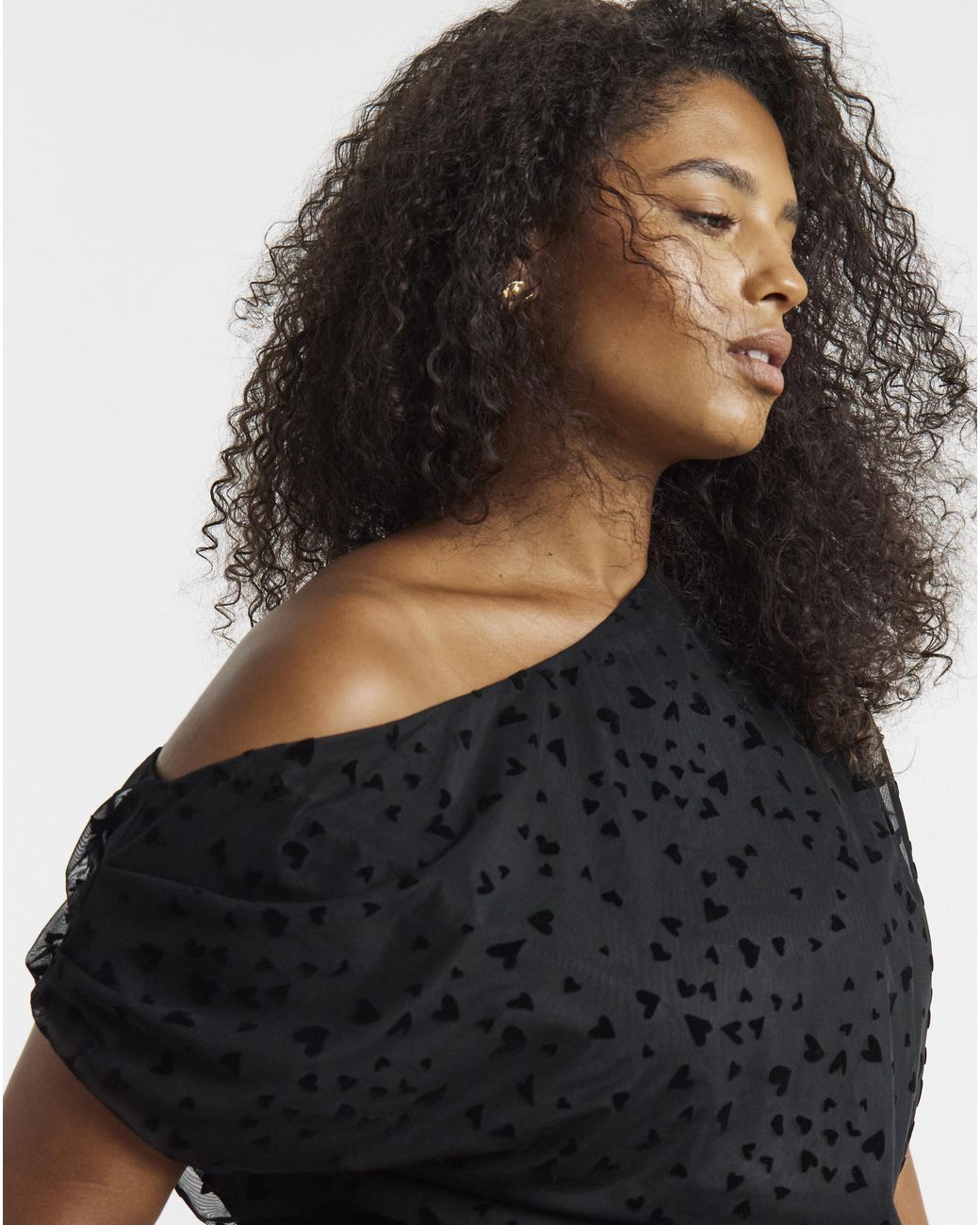 Simply Be Black Off The Shoulder Mesh
