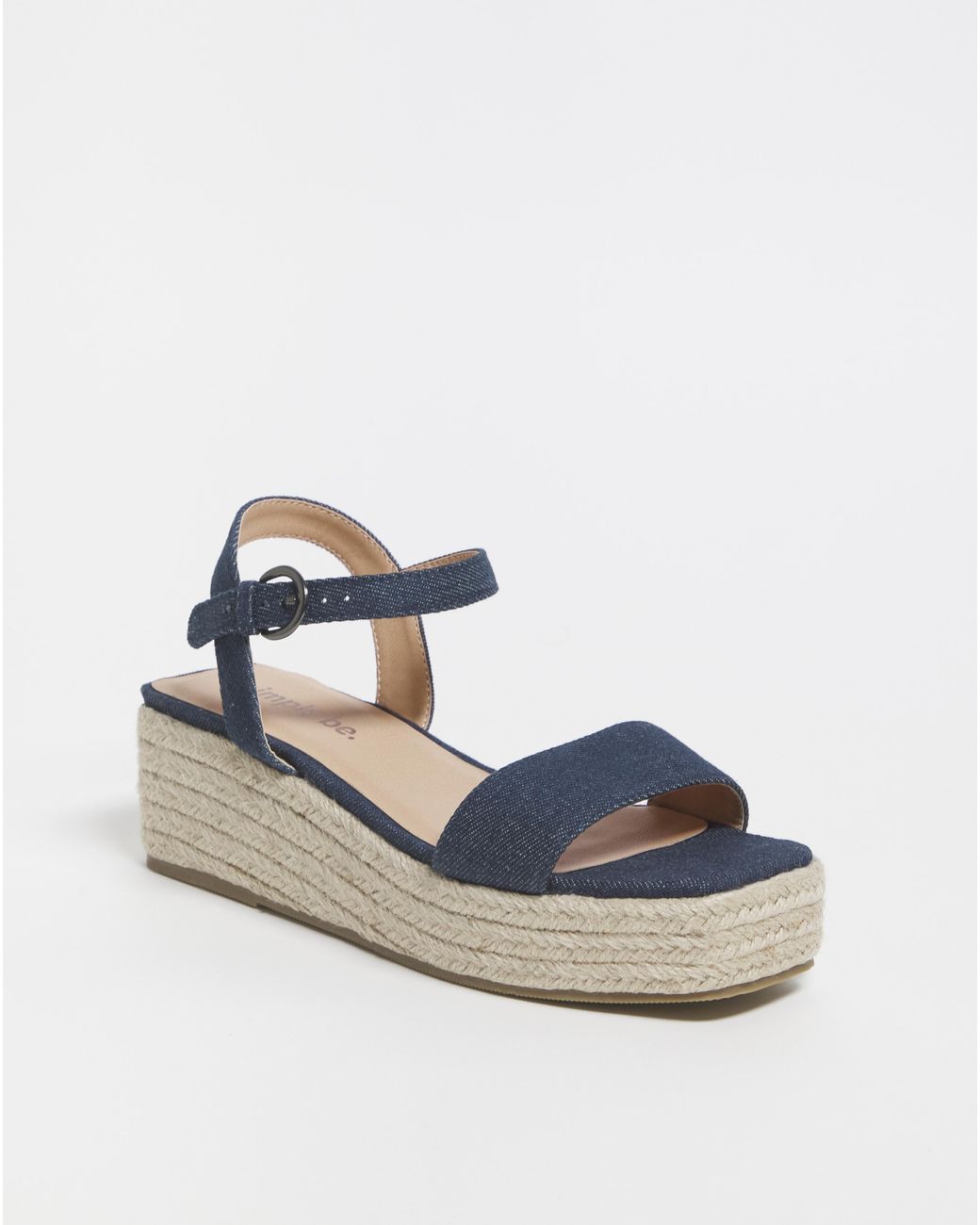 Simply Be White Square Toe Espadrille Flatform Sandals