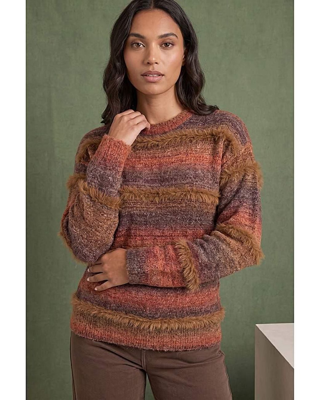 Roman Green Roman Space Dye Stripe Knit Jumper