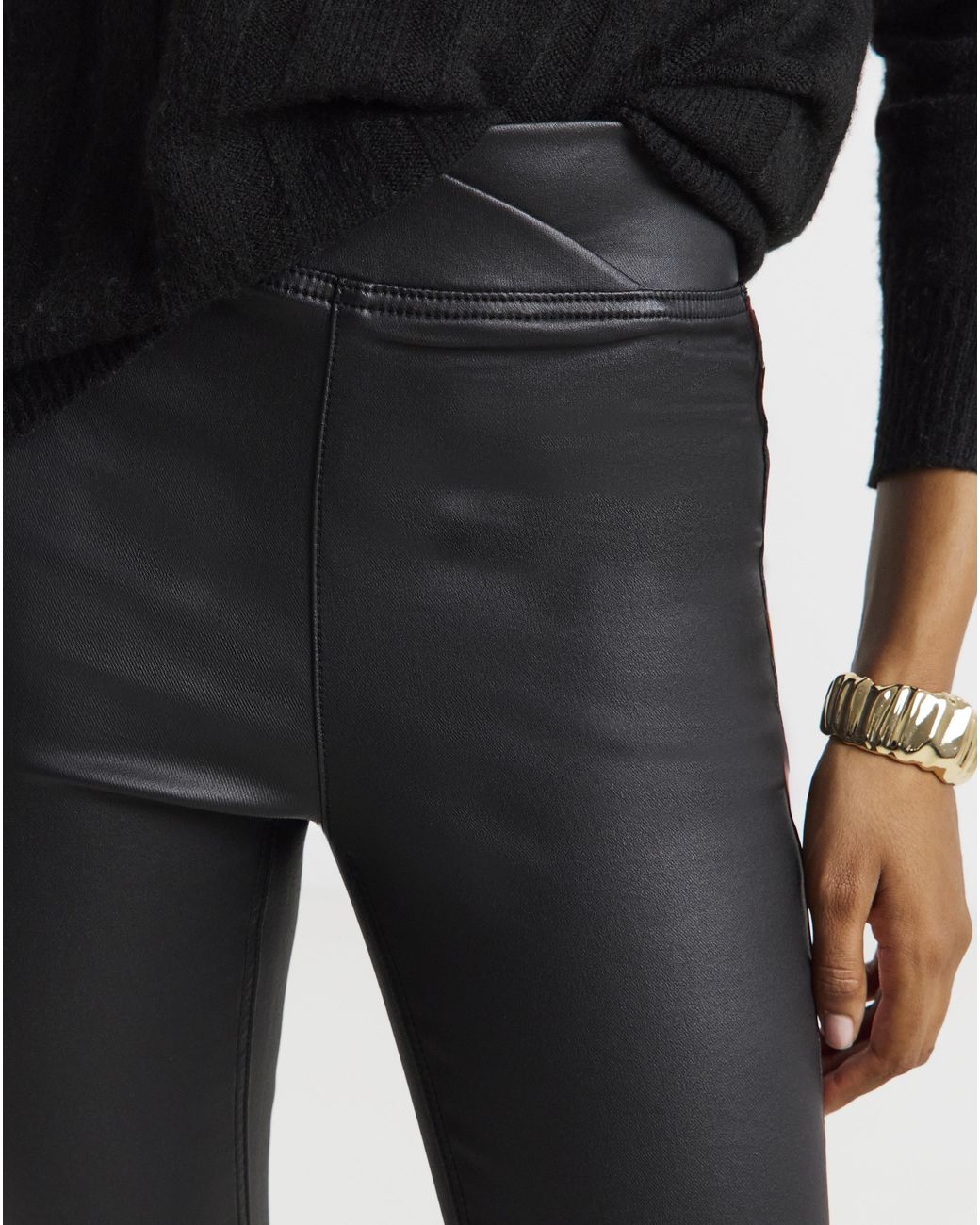 Simply Be Black Coated Flare Jeggings