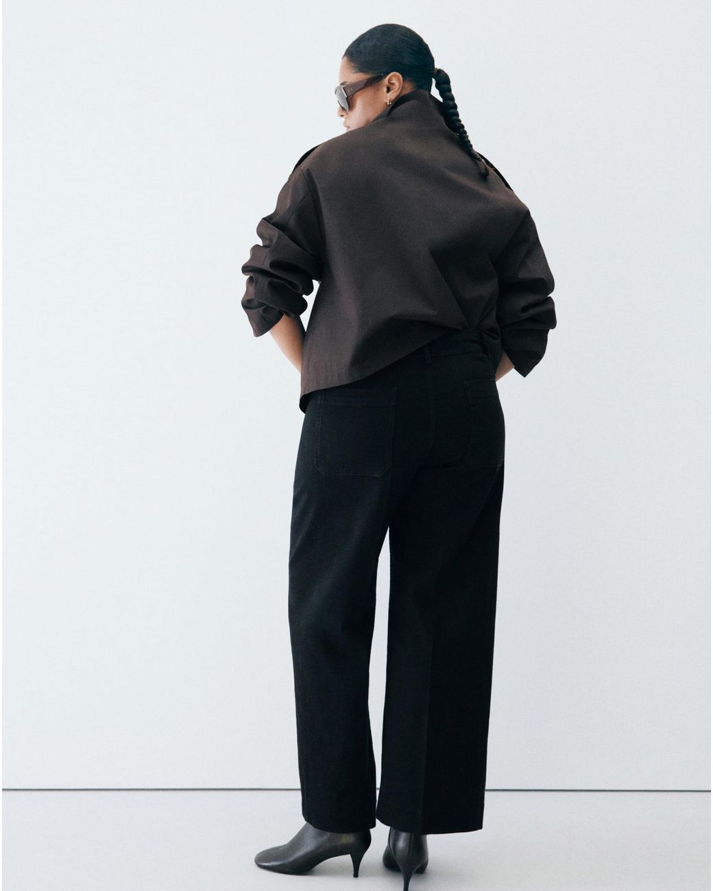 Mango Black High-Waisted Wide Leg Jeans