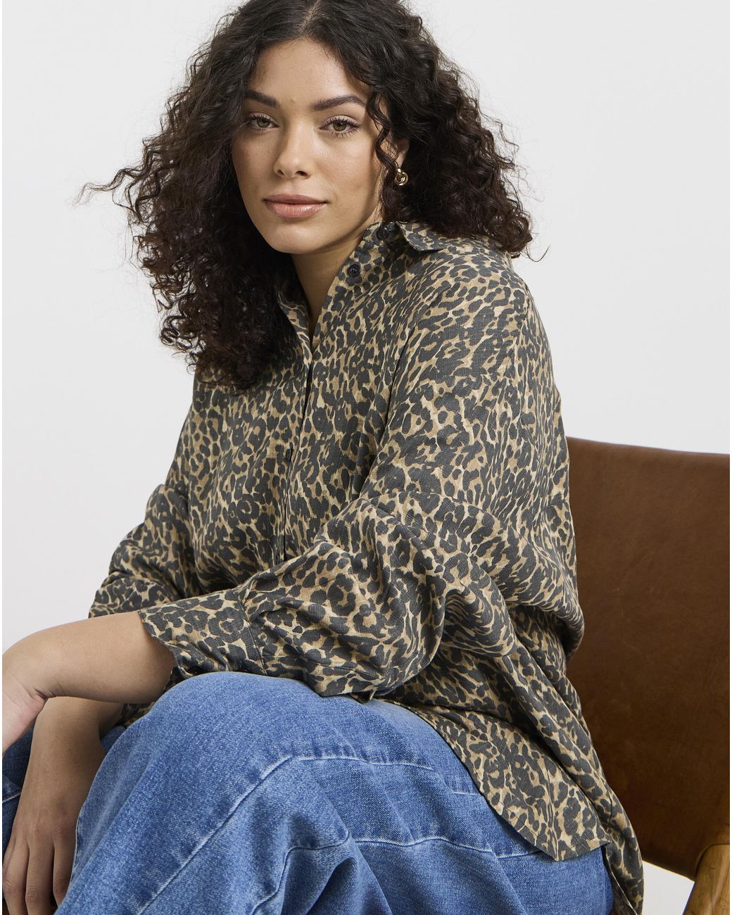 Simply Be Brown Linen Mix Shirt