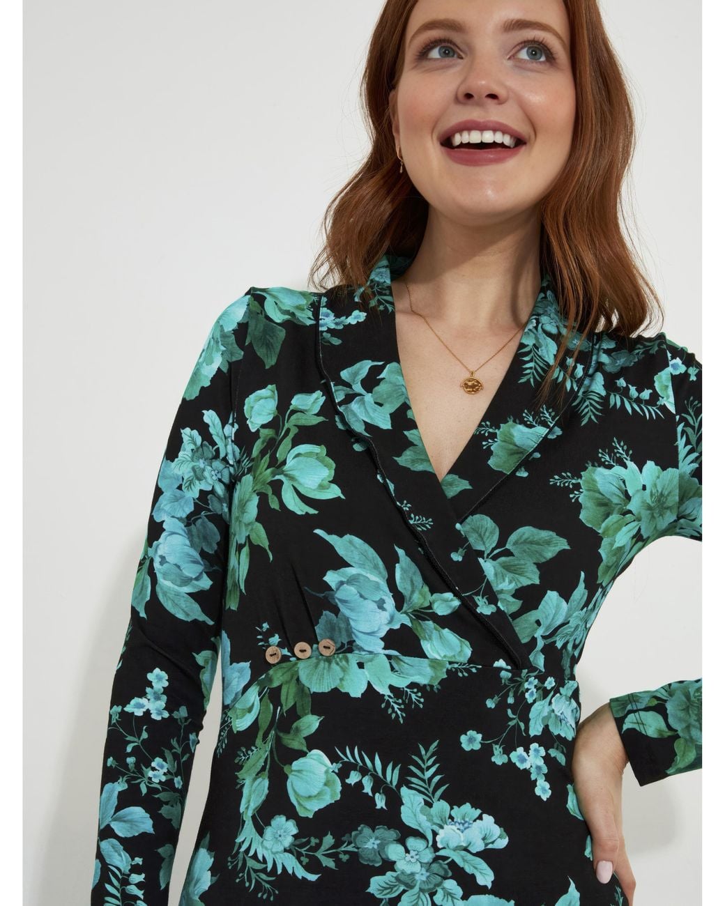 Joe Browns Green Hallie Jersey Print Wrap Top
