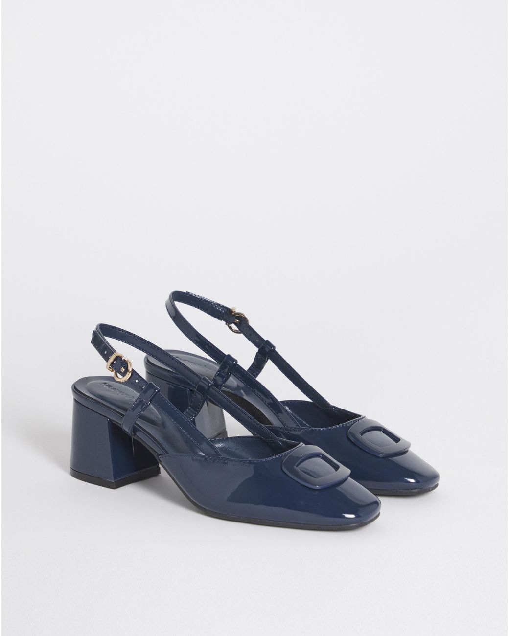 JD Williams Blue Heeled Slingback With Buckle Trim Wide
