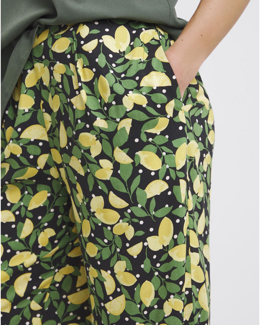 Simply Be Green Wide Leg Spun Viscose Trousers