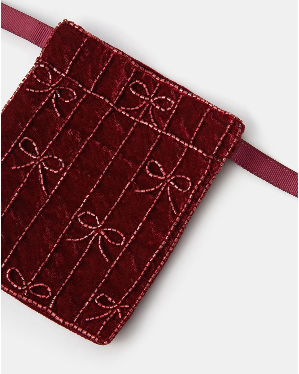 Accessorize Red Bow Velvet Drawstring Bag