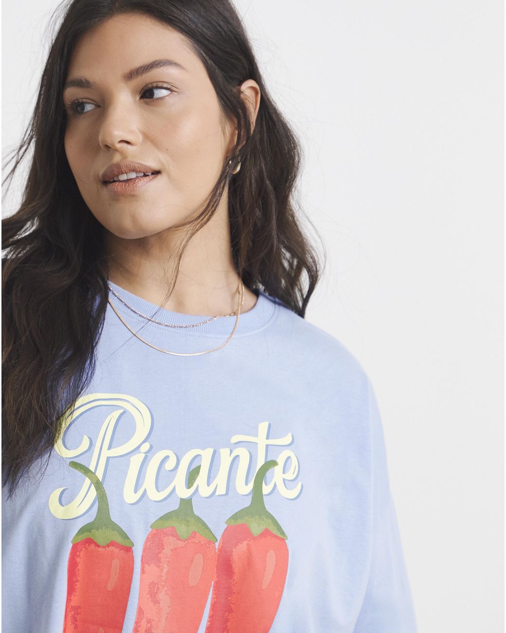 Simply Be Blue Picante Graphic Oversized T-Shirt