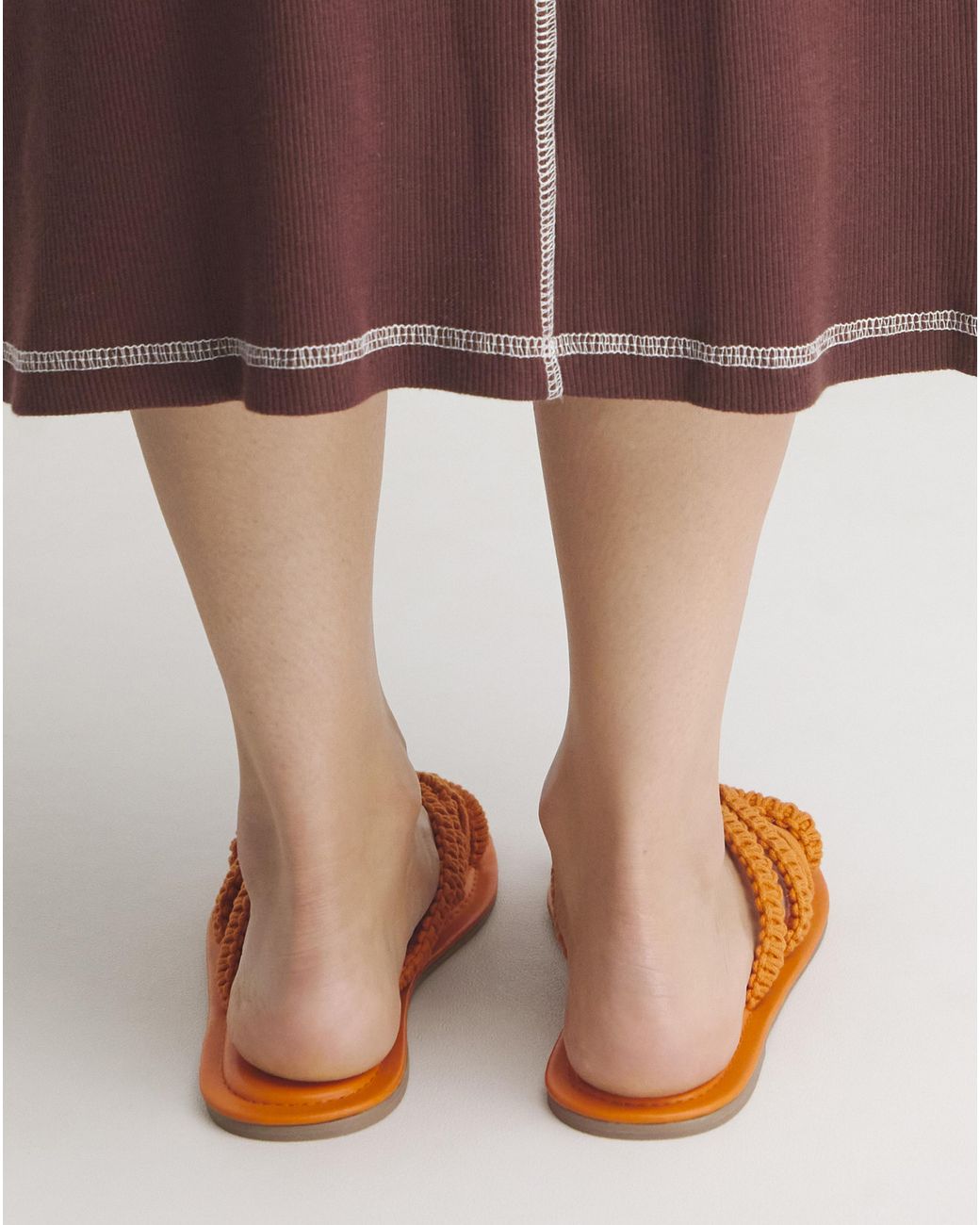 Simply Be Natural Macrame Woven Mule Flat Sandal Ex Wide