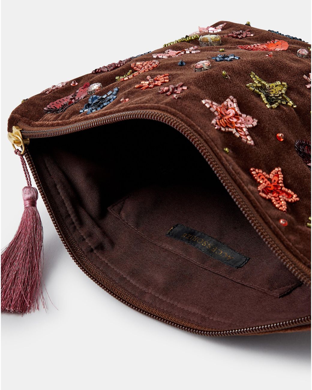 Accessorize Red Embellished Velvet Pouch