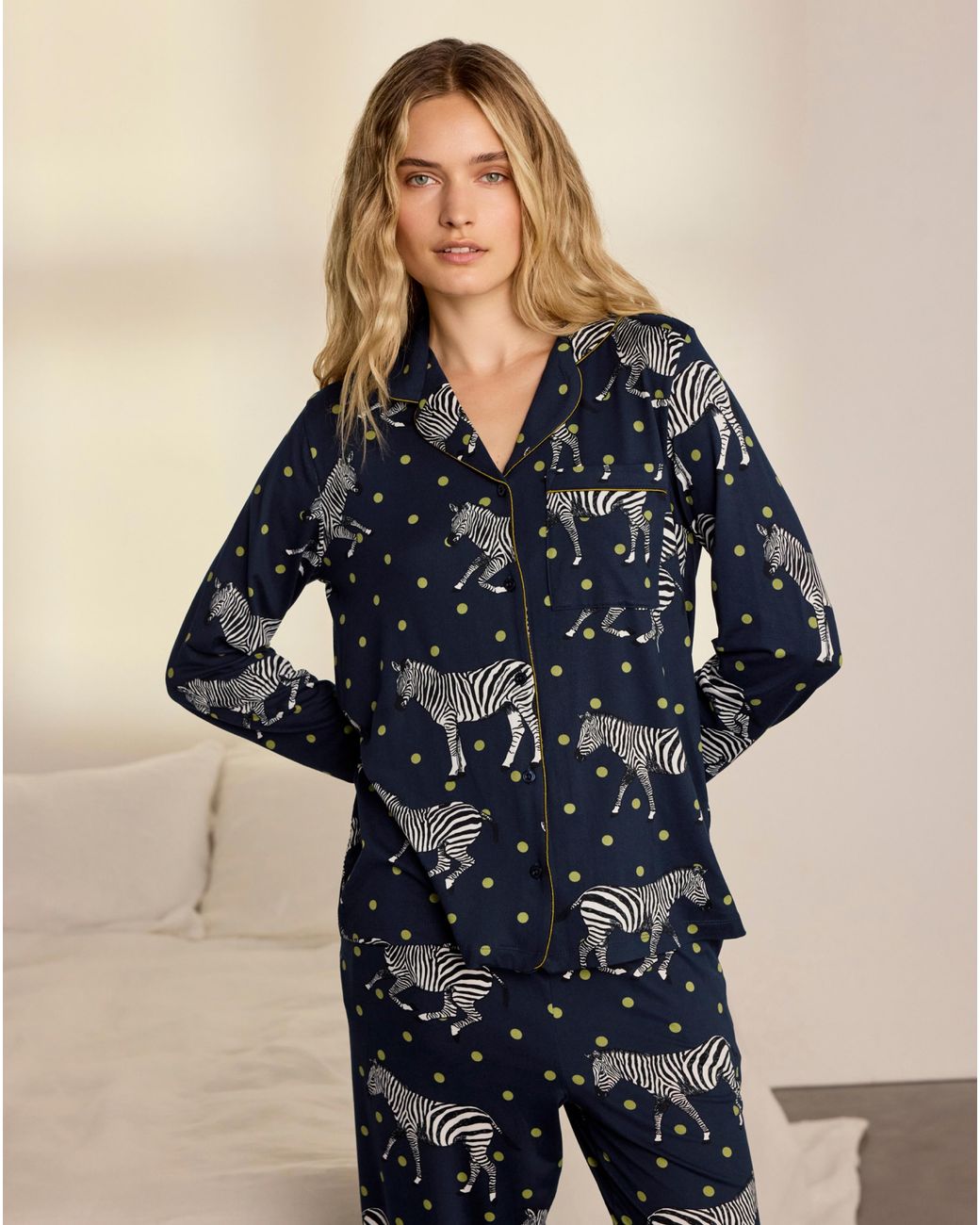 Chelsea Peers Blue Classic Long Button Up Set