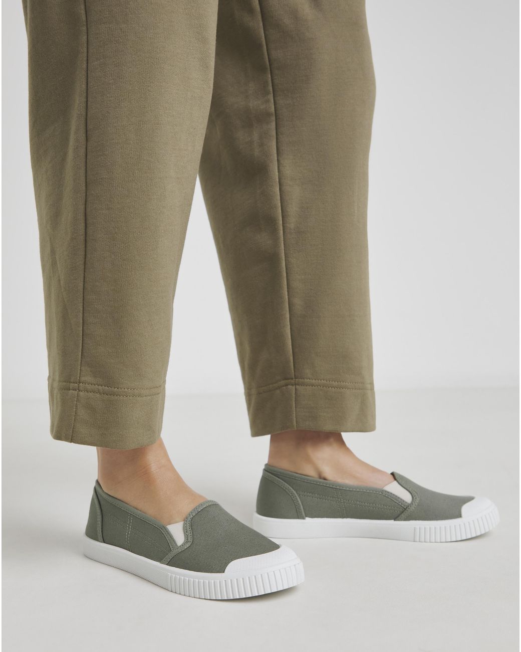 Simply Be Green Slip On Plimsole Wide Fit