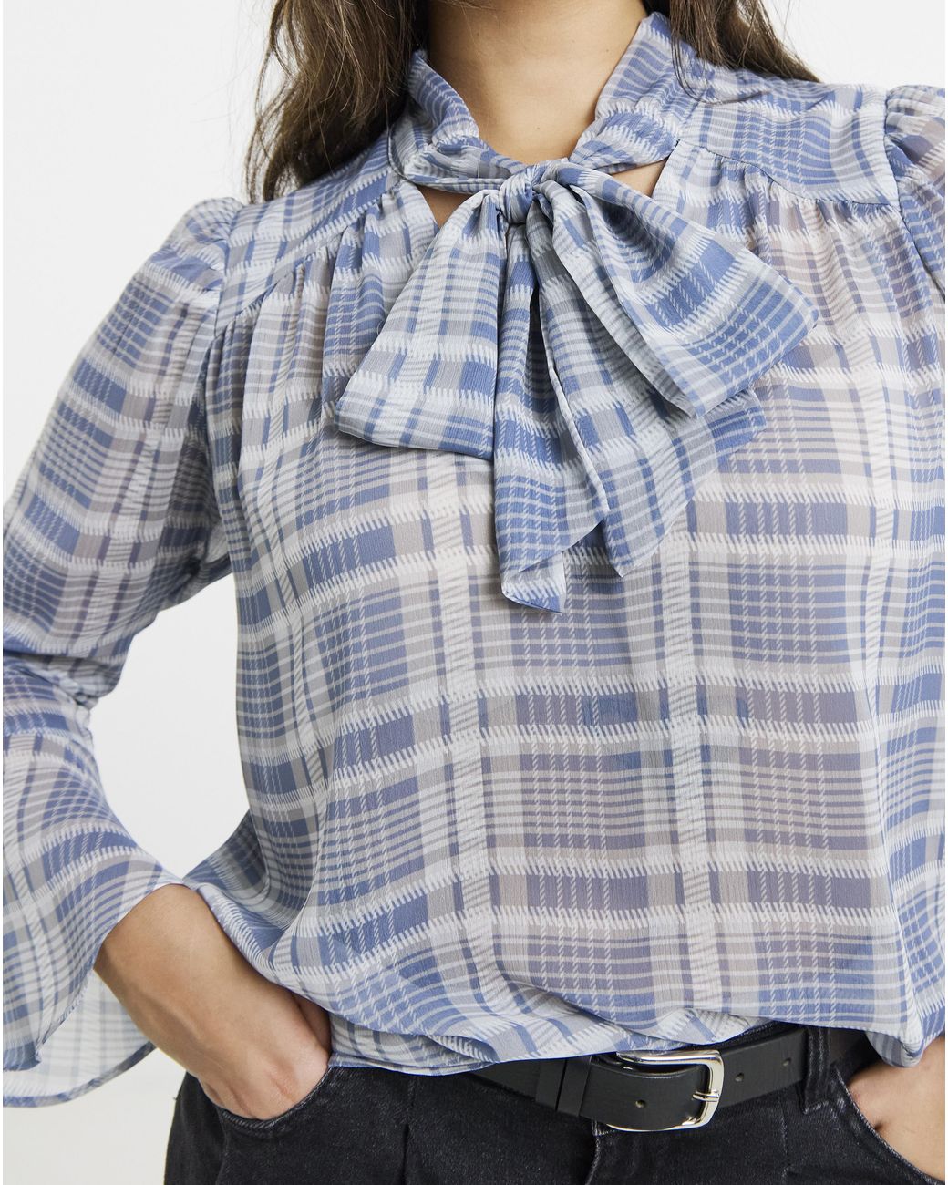 Simply Be Blue Pussybow Blouse
