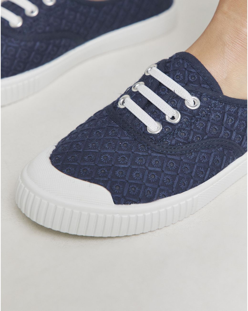 Simply Be Blue Lace Up Plimsole Standard Fit