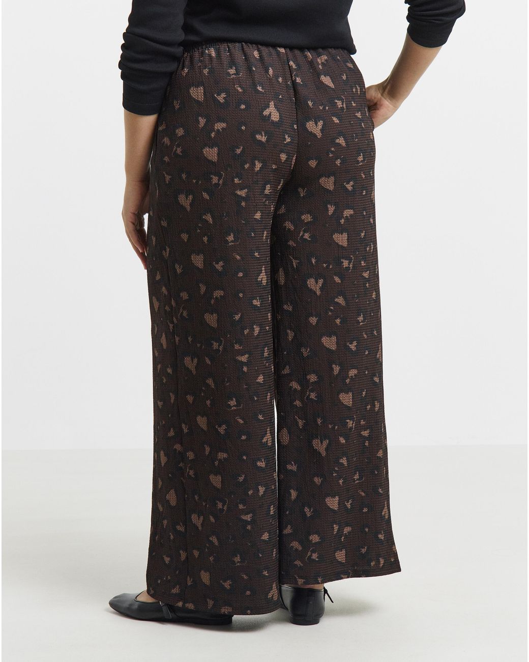 Simply Be Black Waffle Wide Leg Trouser