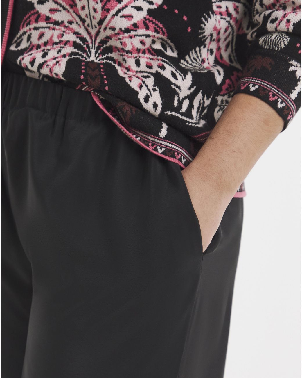 Simply Be Black Palm Printed Palazzo Trouser