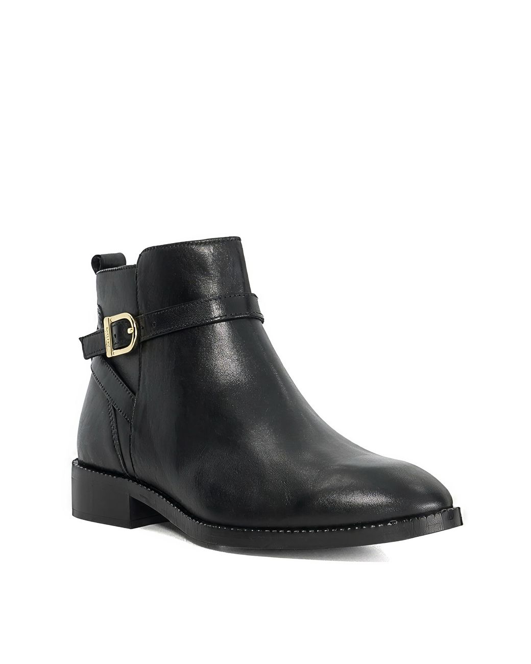 Dune Black Pemma Leather Ankle Boots Wide Fit