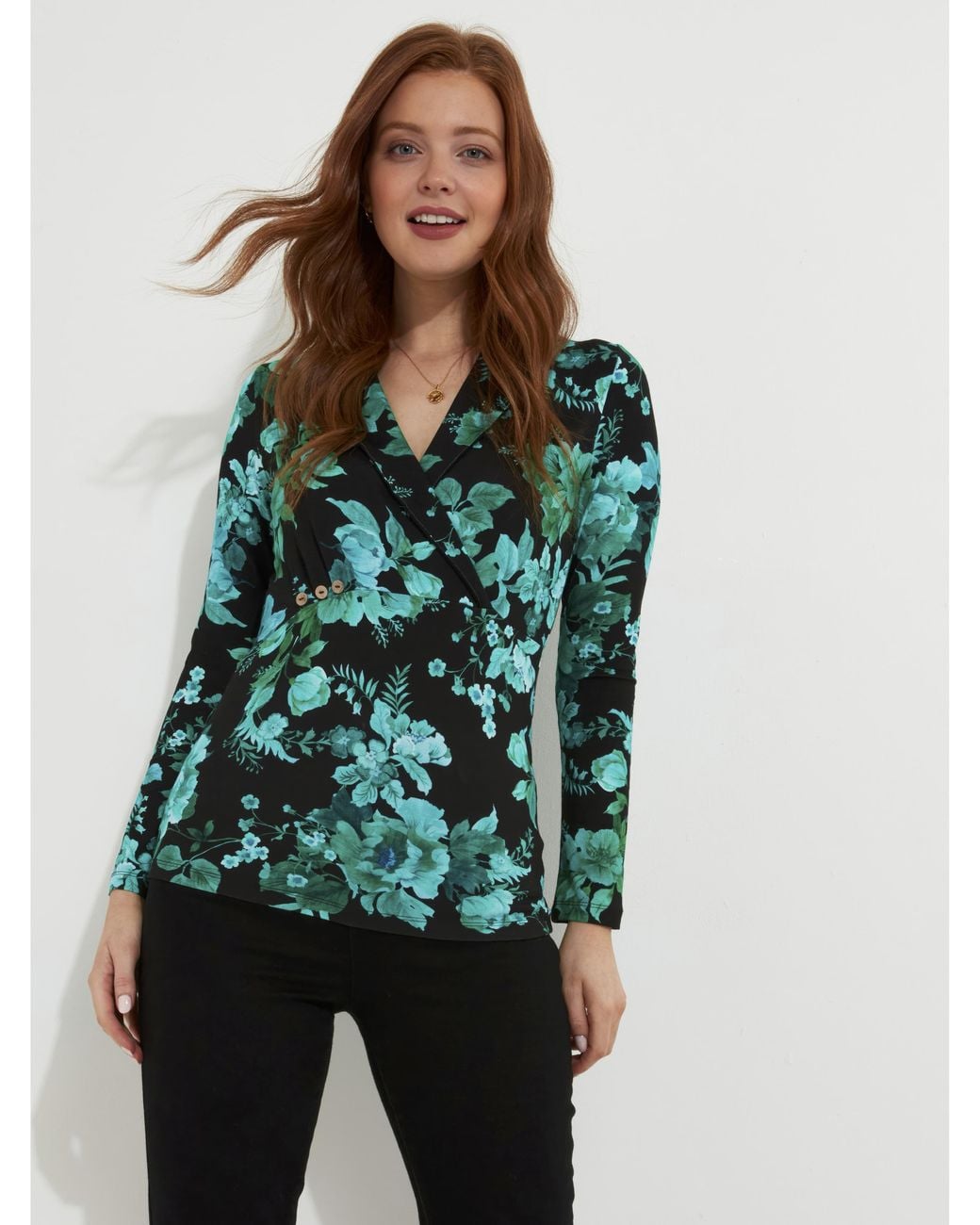 Joe Browns Green Hallie Jersey Print Wrap Top