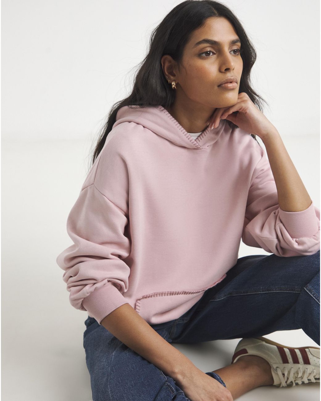 Simply Be Pink Whipstitch Hoodie