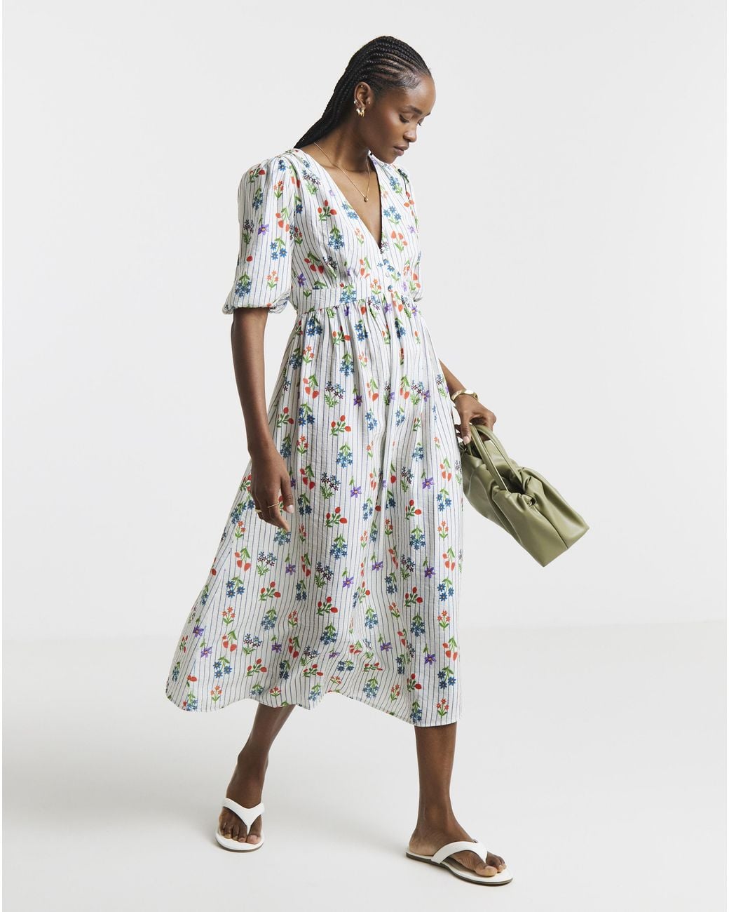 Simply Be White Waist Detail Midi Dress
