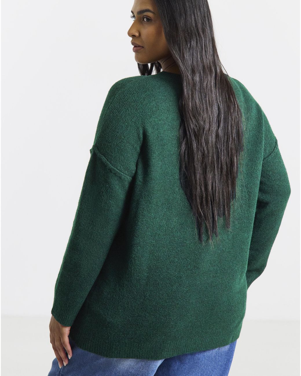 Simply Be Green Exposed Seam Longline Jumper