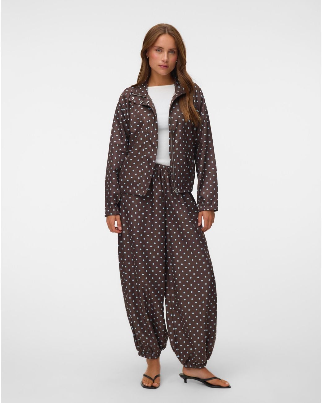 Vero Moda Brown Kayla High Neck Polka Jacket