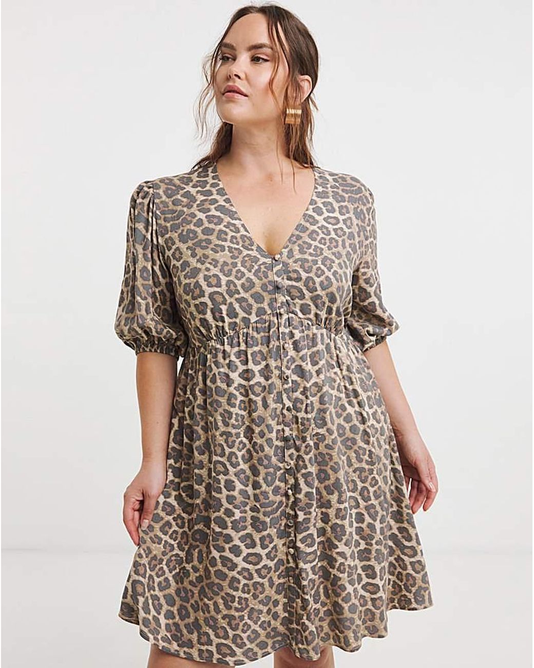 Simply Be Brown Print Skater Dress