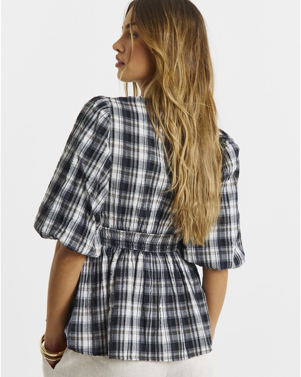 Simply Be Black Brushed Cotton Puff Sleeve Tea Blouse