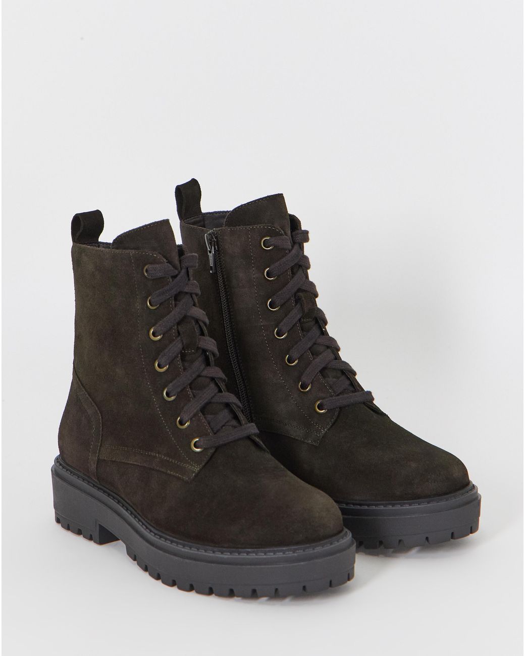 Simply Be Gray Chunky Lace Up Boot Extra Wide